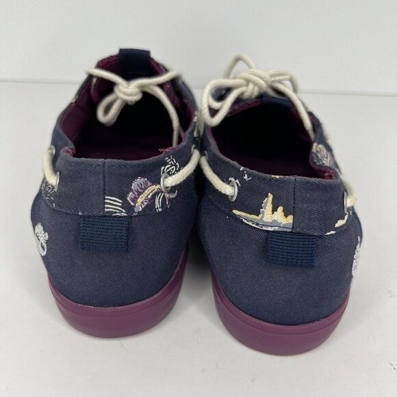 Timberland Classic 2 Eye Navy Newport Bay Womens Size 10 Canvas Boat Shoe - Picture 4 of 9